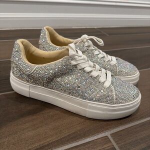 Betsey Johnson Glittering Silver Sneakers